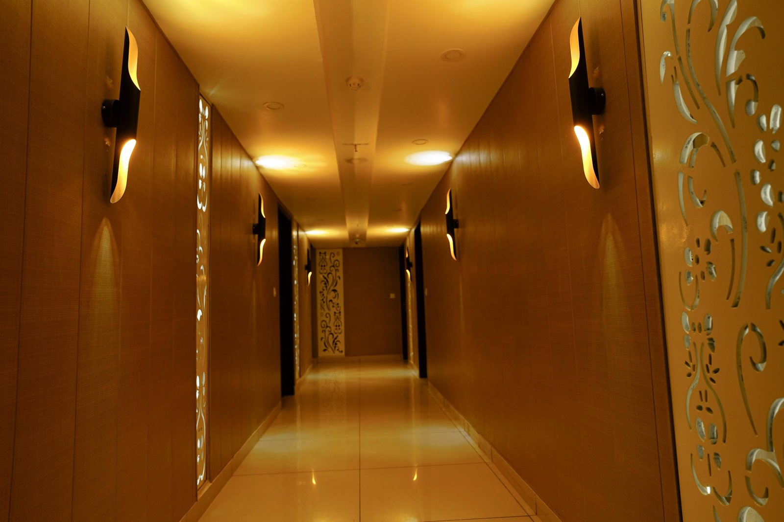 The corridor towards the lift lobby